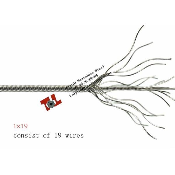 1.4401 1x19 6mm Stainless Steel Wire Rope Net Weight 180 kgs per 1000m