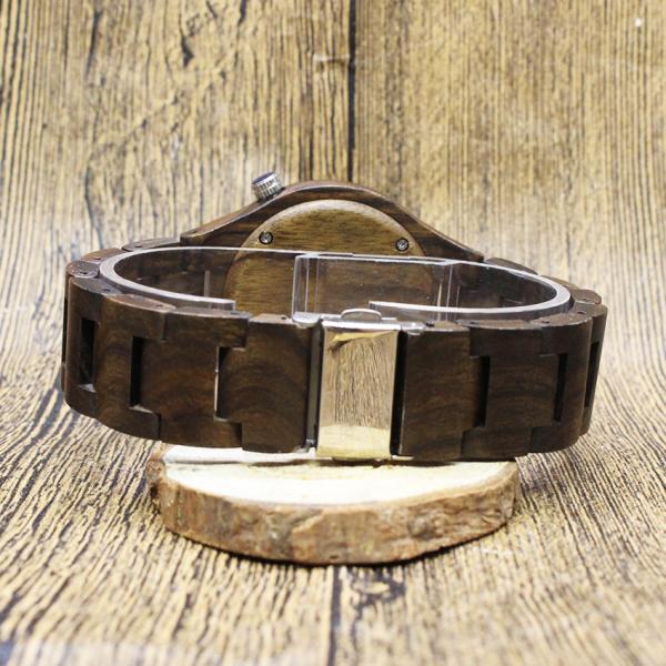 Natural Real Black Sandal Wooden Mens Quartz Watch , Japan Movement Quartz Watch