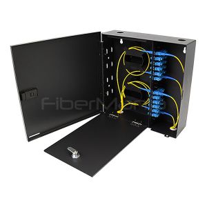 OEM ODM Wall Mount Fiber Enclosure Holds 4 LGX Adapter Panels With Single Door