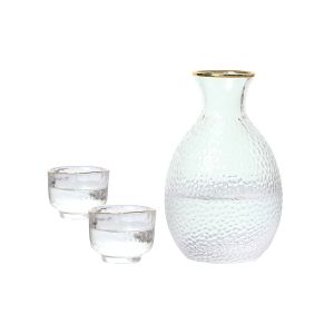 200ml Hammered Gold Rimmed Crystal Glass Sake Bottle
