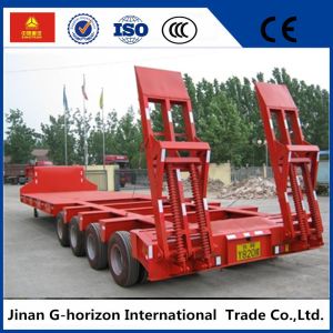 China 40T 4 Axle Flat Low Bed Semi Trailer / Lowboy Semi Trailer CCC Certification on sale