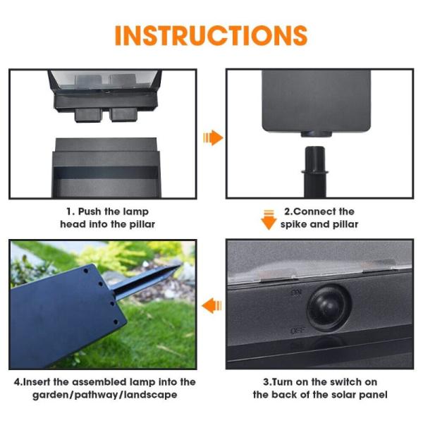 Solar Garden Light White LED Outdoor Lawn Light Waterproof Flood Light Kit Garden Lights Solar Powered