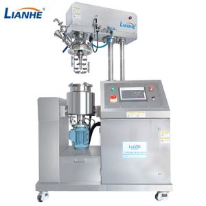 PLC 5L Body Cream Making Machine , Steam Heating Vacuum Emulsifying Mixer