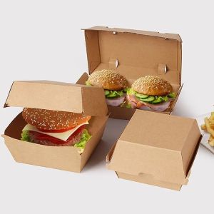 Quality Customizable Eco Friendly Food Packaging Boxes Kraft Burger And Fries Box OEM for sale