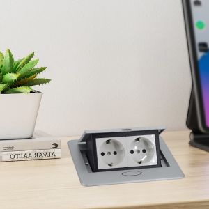 Multifunctional Zinc Alloy Desktop Office Pop Up Desk Power Outlets