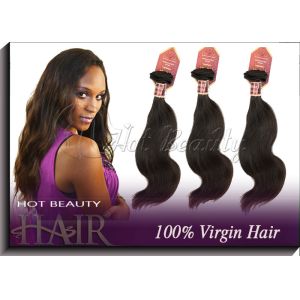 Natural Black Virgin Human Hair Extensions , 22'' Body Wave