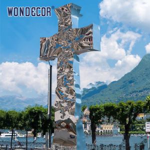 Outdoor Square Large Metal Art Cross Stainless Steel Sculpture