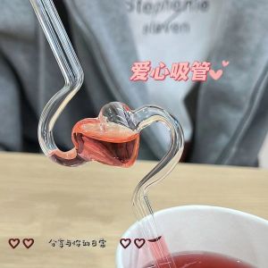 220mm Long Patterned Glass Straw Eco-Friendly Round Design for Creative Bar