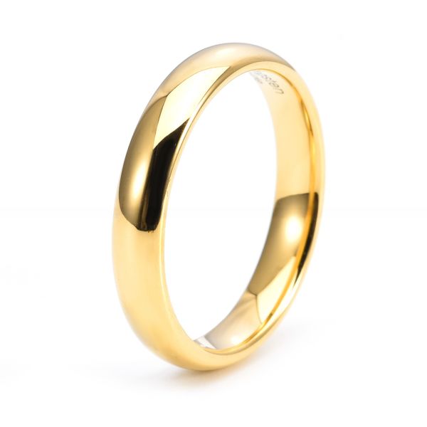 Jewelry Type Women's Wedding Jewelry 4mm Polished Brushed Faceted Gold Tungsten Carbide Ring