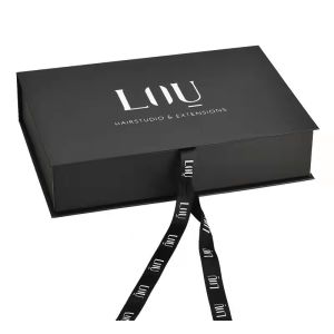 Cosmetic Black Rigid Cardboard Box Packaging Foldable Multiscene