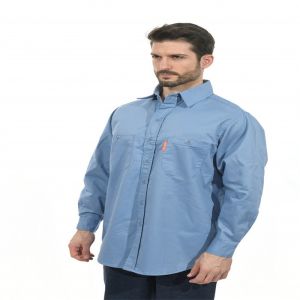 Button Closure 100% Cotton Fire Retardant Work Shirt Plaid Pattern 210gsm