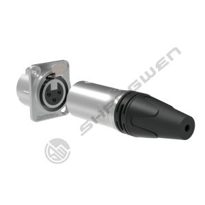 10A Rated Silver-Plated Female 3-Pin XLR Connector Waterproof Copper Contacts