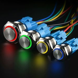 Metal Pushbutton Waterproof Light Switch with Conductive Electricity and Blue