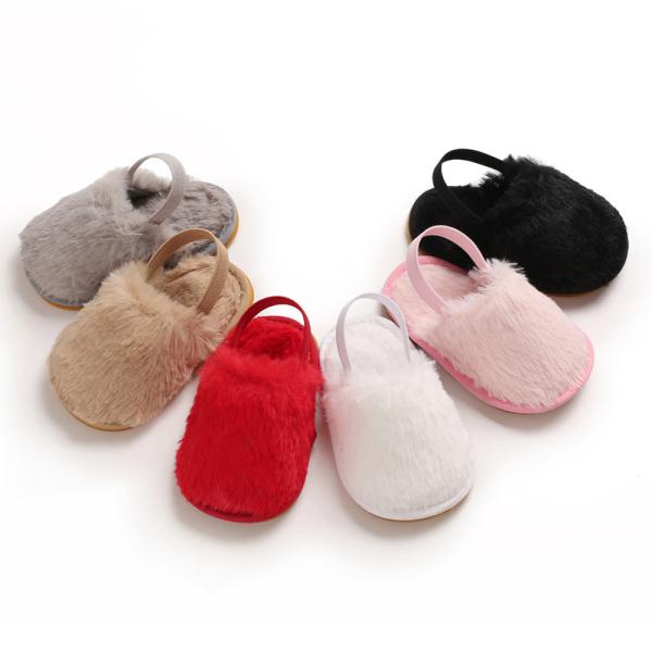 Buy Rubber sole wholesale cheap fur upper prewalker outdoor infant girl baby sandals at wholesale prices