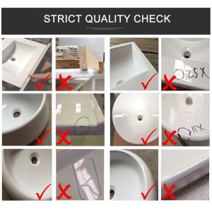 Rectangular Glazed Ceramic Undermount Bathroom Vanity Sink 3 Layered 400mm