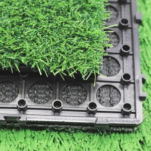 Interlocking Garden Artificial Grass Turf Green Soft PE Material