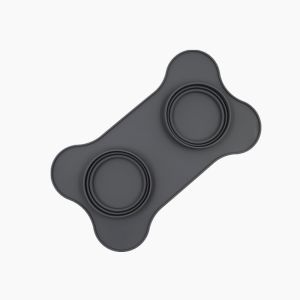 Portable Silicone Collapsible Double Dog Bowl Tray For Feeding