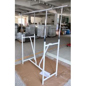 Antirust Metal Store Fixture Rack Straight Double Bar With V Brace 60"L Adjusts