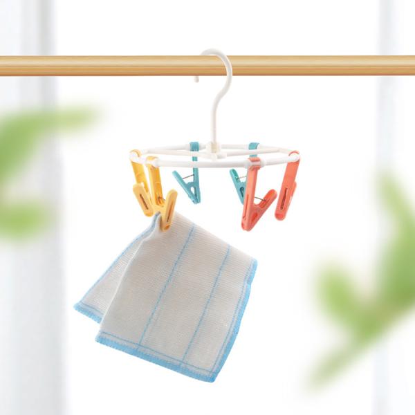 6 Clip Foldable Plastic Clothes Rack Round For Underwear Sock