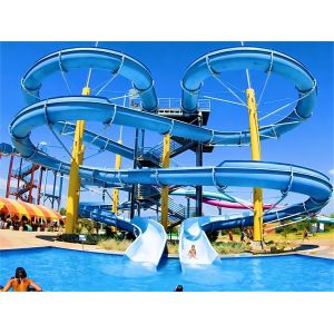 Quality Hold Up 300kg Fiberglass Water Slides Outdoor Commercial Playground Games Ride for sale