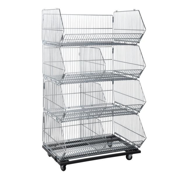 4 Layers Folding Steel Wire Mesh Display Storage Stacking Cage Container with