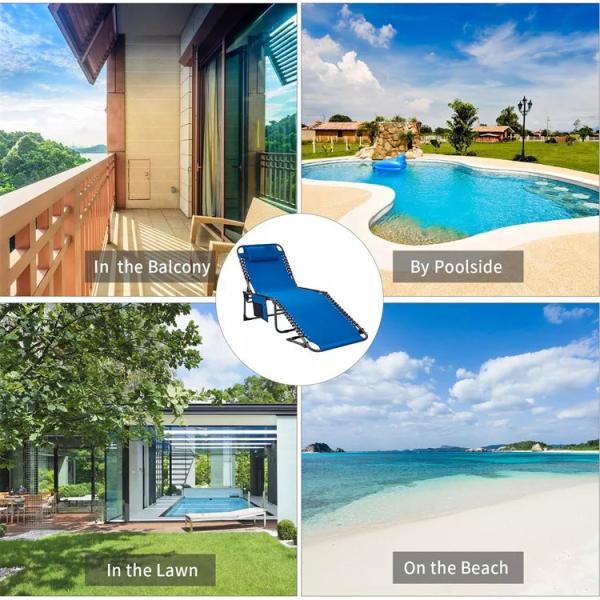 Outdoor Patio Garden Beach Portable Camping Sun Lounger Chair with Lightweight Design