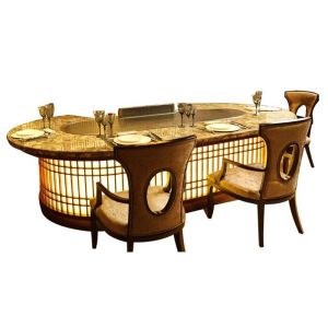 10 Seats Hot Selling Kitchen Equipment Oval BBQ Teppanyaki Grill