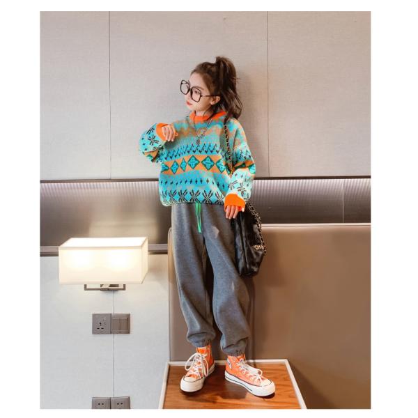 Middle Childrens Spring Clothes Round Neck Sweater Jacquard Craft