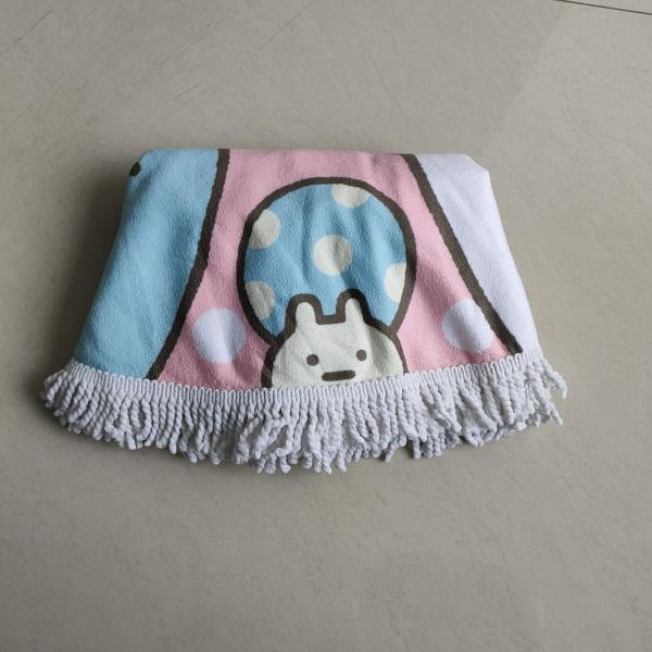 Hotsale round microfiber custom poncho towel kids printing beach tassel poncho beach towel