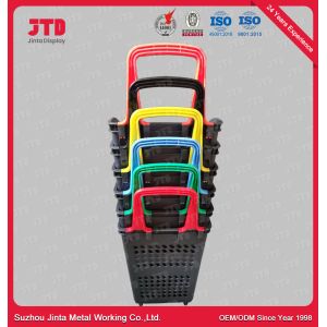 China 60L Plastic Shopping Trolley Baskets Red Blue Green on sale