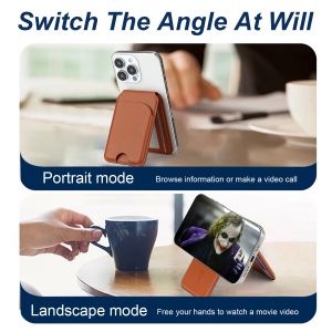 Premium Leather Magnetic Wallet Phone Stand Adjustable Magsafe Card Holder