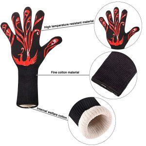 Silicone Print Heat Resistant Hand Gloves / Barbecue Grilling Glove Lightweight