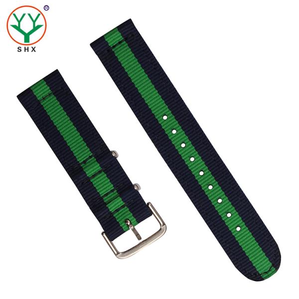 Striped 24mm Velcro Watch Strap , Nato 2 Piece Nylon Watch Strap