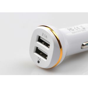 5V 3.1A Car Charger Adapter With Dual Port PC Material OEM Accepted Silver Blue