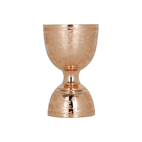 Buy Copper Plated Stainless Steel Barware Bell Jigger Measurements Etch Design at wholesale prices