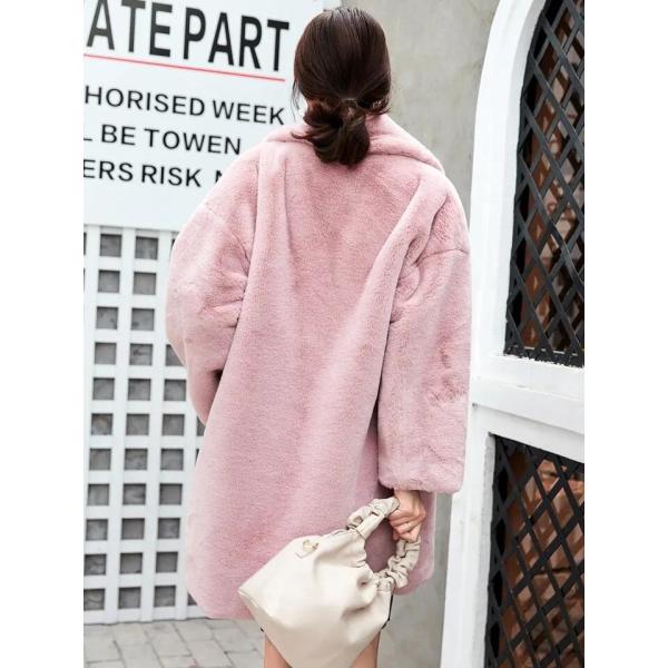 Winter Custom Long Sleeves Faux Fox Fur Coat Faux Rabbit Fur Women Long Faux Fur Coat for Ladies