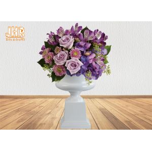 Large Fiberglass Flower Pots Glossy White Modern Style