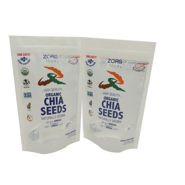 Buy Zipper Lock Chia Seeds Packing Bag Stand Up Custom Color Printing at wholesale prices