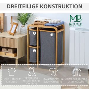 Bamboo Bedroom Storage Rack With Multipurpose Storage Bags