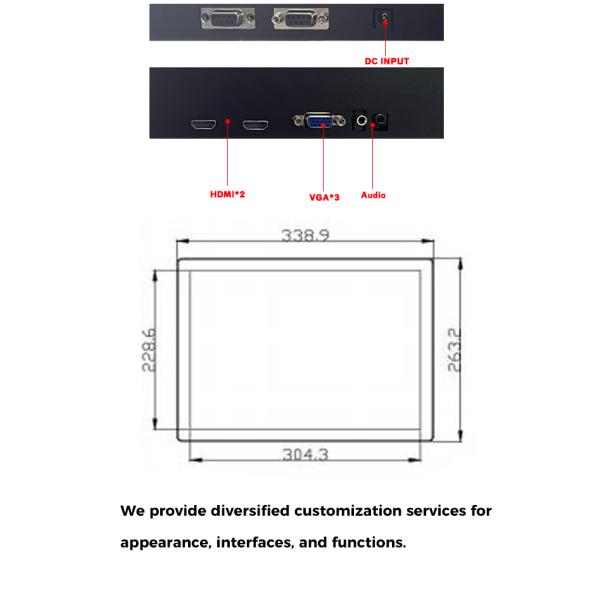 880 Cd/M2 LCD Touch Monitor , 15 Inch Touch Screen Monitors Glare Resistant