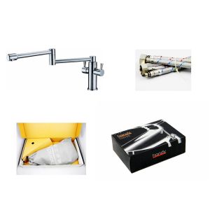 Water Saving Ceramic Kitchen foldable Faucet with Rotated Water Pipe