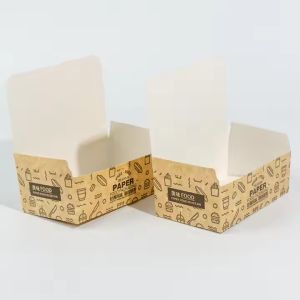 Paper Cardboard Customized Hamburger Food Delivery Box with Biodegradable Kraft