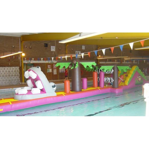 Customized 12.5M Ghost Ship Pool Inflatable Blow Up Water Obstacle Course For Swimming Pool Play