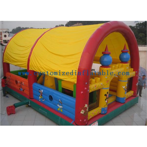 Donald Duck & Mickey Inflatable Amusement Park For Outdoor Child Games