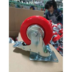 3 4 5inch Red PVC Castor Stem Swivel Trolley Wheel Casters Smooth and Flexible