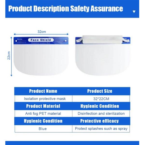 Anti Virus Splash Face Shield Full Face Plastic PET Fluid Resistant