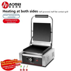 Electric Commercial Sandwich Bread Panini Grill with Interchangeable Sandwich