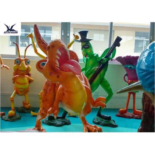 Fiberglass Resin Cartoon Dinosaur Lawn Ornament For Educational School Display
