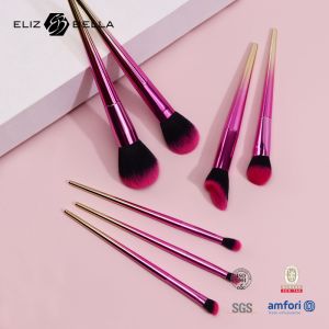 Gradient Plastic Handle 7pcs Cosmetic Brush Set Mixable Blusher Eye