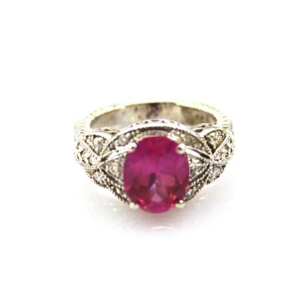 925 Silver Engagement Ring with 8mmx10mm Blue Topaz CZ Diamonds (F94)